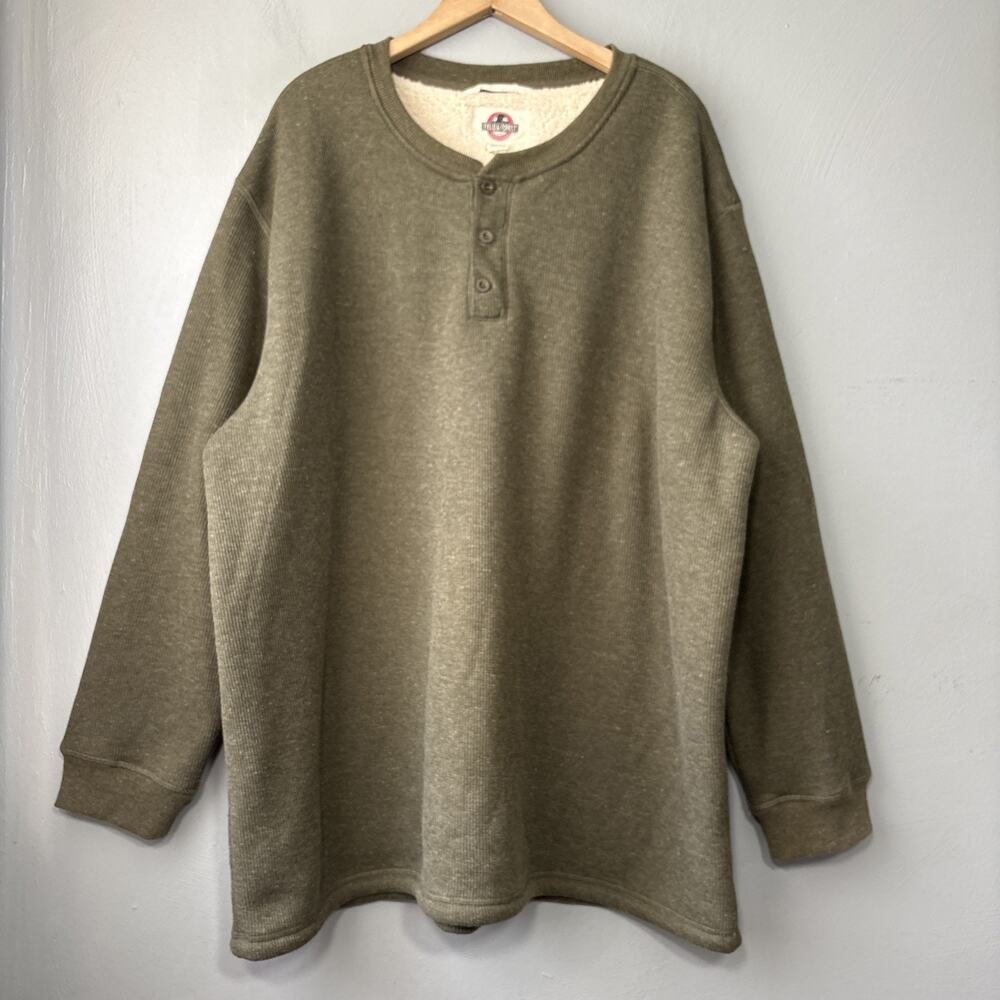 Field & Forest Henley Shirt Mens XXL Green Sherpa Lined Thermal Gorpcore Work